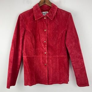Bagatelle size 8 Women’s Red Suede Leather Snap Button Jacket